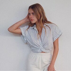 Urban Outfitters Tuli Twist-Front Stripe Shirt